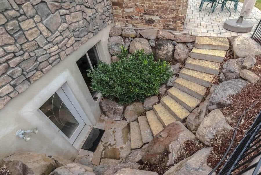Entrance to legal basement apartment in Mississauga with private entrance built by MAB to meet Ontario code compliance.